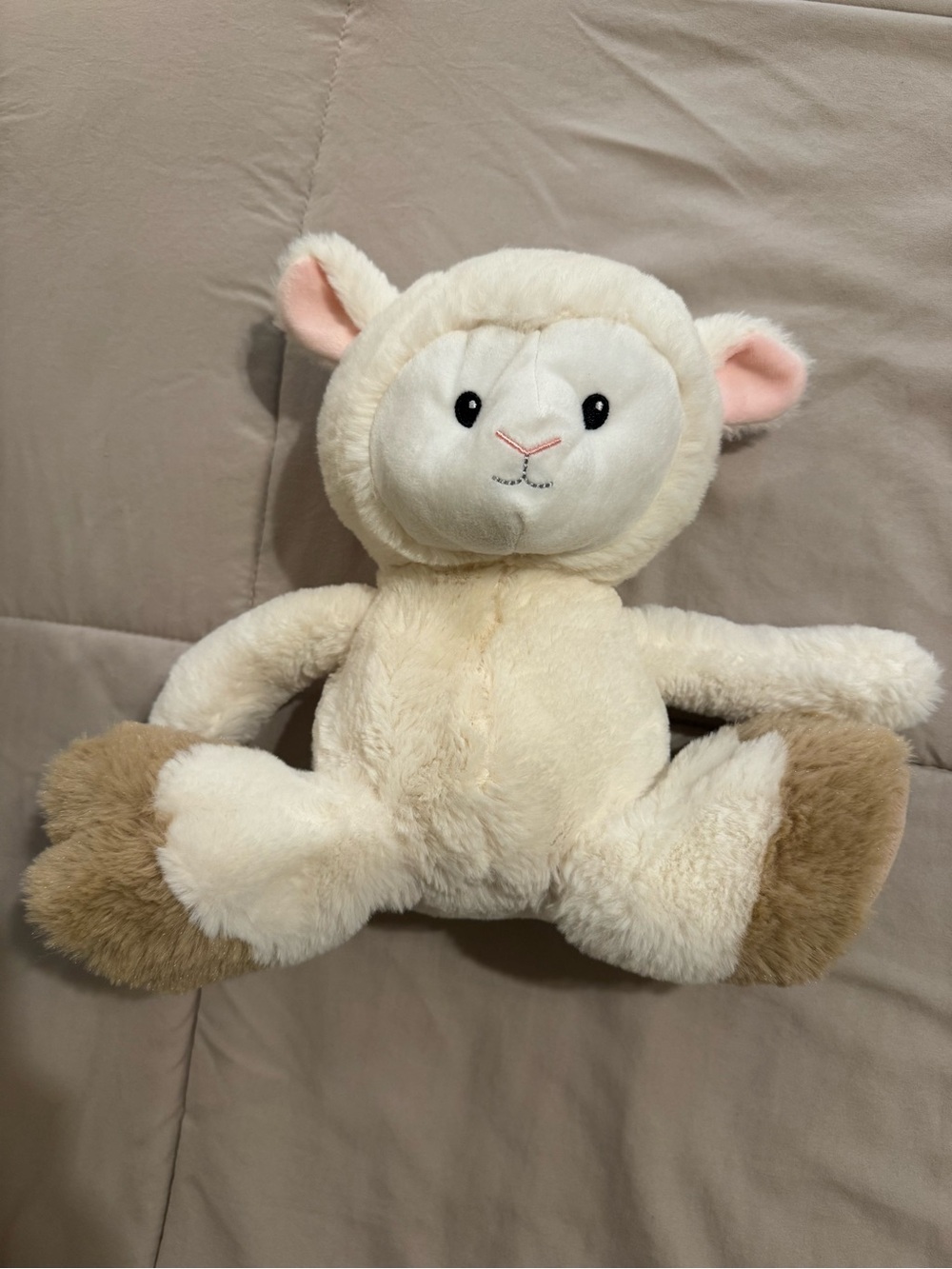 Plush Lamb Stuffed Animal - Cream with Tan Hooves